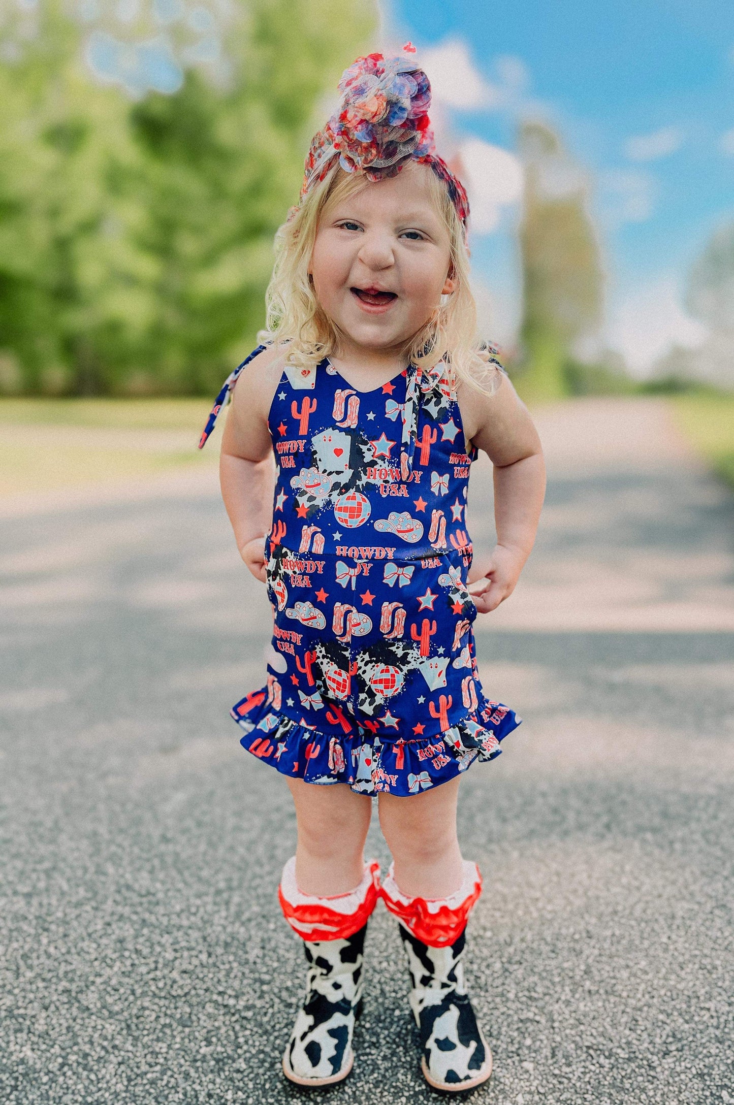 Howdy USA Tie Romper (FINAL SALE)